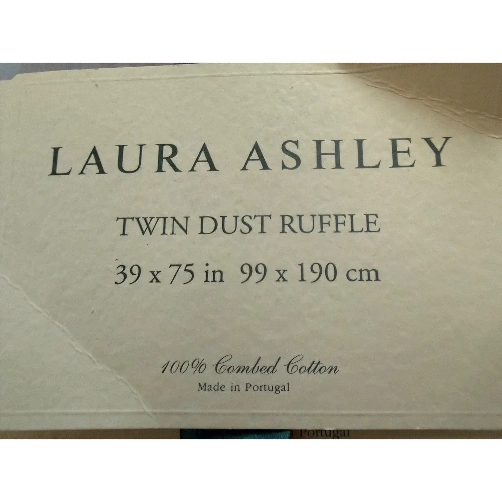 Laura Ashley Vintage Twin‎ Dust Ruffle White Pink Embroidered Daisy Cotton New